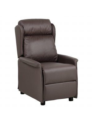 Poltrona Reclinabile Relax manuale Push Back, colore Ecopelle marrone - Modello Cadice Totò Piccinni