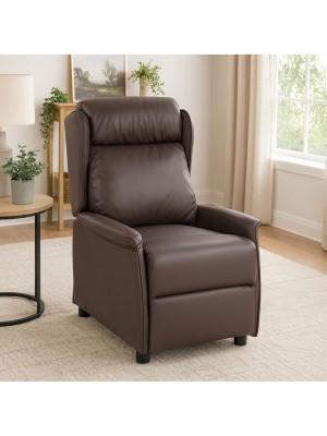 Poltrona Reclinabile Relax manuale Push Back, colore Ecopelle marrone - Modello Cadice Totò Piccinni