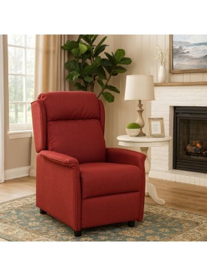 Vista ambientata Poltrona Reclinabile Relax manuale Push Back, colore bordeaux - Modello Cadice Totò Piccinni