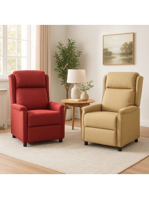 Poltrona Reclinabile Relax Manuale Push Back, Imbottita con Poggiapiedi, in Tessuto - CADICE