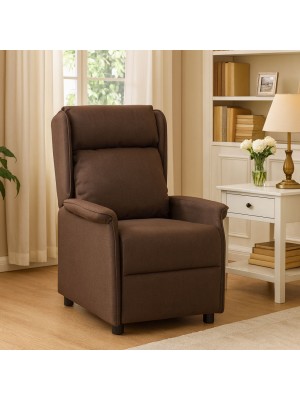 Vista ambientata Poltrona Reclinabile Relax manuale Push Back, colore marrone - Modello Cadice Totò Piccinni