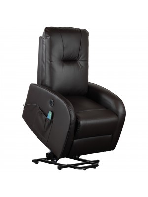 Poltrona Relax ADELANTE elevabile elettrica reclinabile massaggiante alza persona (Ecopelle Marrone)