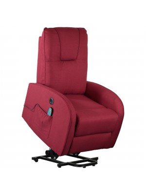 Poltrona Relax ADELANTE elevabile elettrica reclinabile massaggiante alza persona (Tessuto Bordeaux)