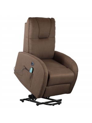 Poltrona Relax ADELANTE elevabile elettrica reclinabile massaggiante alza persona (Tessuto Marrone)