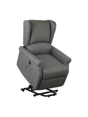 Poltrona BARCELLONA Relax Reclinabile con Poggiapiedi Imbottita Confortevole Bergere (Elettrica Alzapersona, Tessuto Grigio)