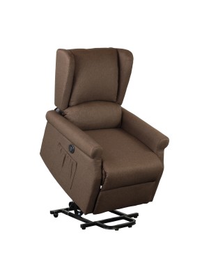 Poltrona relax in Tessuto colore Marrone elettrica alzaperosna imbottita con poggiapiedi modello Barcellona Totò Piccinni