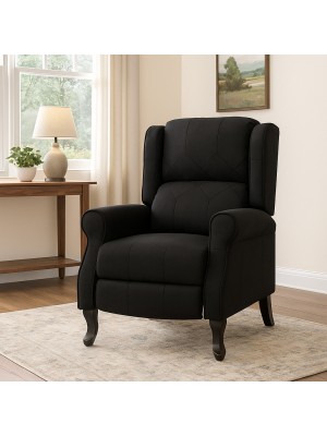 Vista ambientata Poltrona relax in Tessuto colore Grigio Antracite modello Soft comfort con poggiapiedi Totò Piccinni