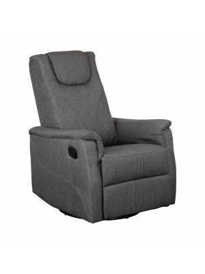 Poltrona Relax Reclinabile Ronda a Dondolo con Base Girevole e Poggiapiedi (Tessuto, Grigio)