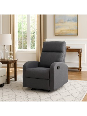 vista ambientata poltrona eureka reclinabile manualmente con poggiapiedi tessuto grigio