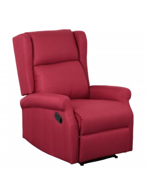 Poltrona BARCELLONA Relax Reclinabile con Poggiapiedi Imbottita Confortevole Bergere (Manuale, Tessuto Bordeuax)