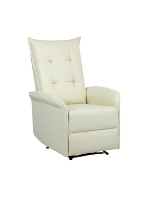 Poltrona relax Ecopelle Panna reclinabile manualmente con poggiapiedi modello Porto Totò Piccinni