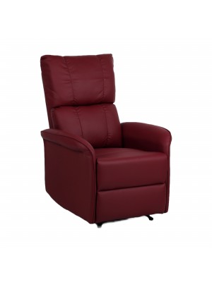 Poltrona Relax in Ecopelle colore Bordeaux reclinabile manualmente con poggiapiedi modello Lagos Totò Piccinni