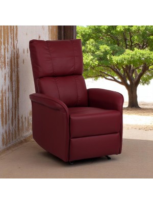 Vista ambientata Poltrona Relax Elettrica con doppio motore in Ecopelle colore Bordeaux reclinabile con massaggio modello Lagos Totò Piccinni