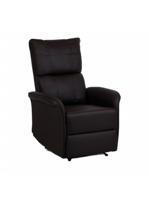 Poltrona Relax Elettrica con doppio motore in Ecopelle colore Marrone reclinabile con massaggio e schienale riscaldato modello Lagos Totò Piccinni
