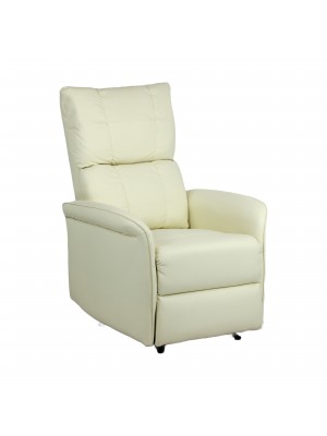 Poltrona Relax in Ecopelle colore Panna reclinabile manualmente con poggiapiedi modello Lagos Totò Piccinni