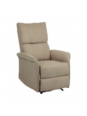 Poltrona Relax in Tessuto colore Beige reclinabile manualmente con poggiapiedi modello Lagos Totò Piccinni