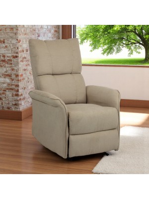 Vista ambientata Poltrona Relax Elettrica con doppio motore in Tessuto colore Beige reclinabile con massaggio modello Lagos Totò Piccinni