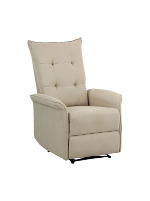 Poltrona relax Tessuto Beige reclinabile manualmente con poggiapiedi modello Porto Totò Piccinni