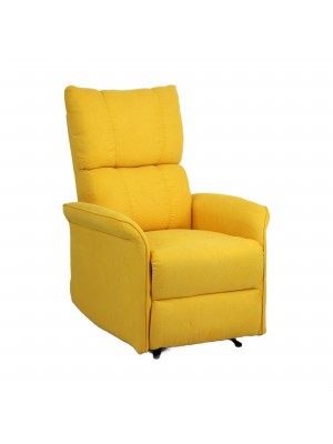 Poltrona Relax in Tessuto colore Giallo reclinabile manualmente con poggiapiedi modello Lagos Totò Piccinni