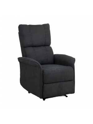 Poltrona Relax in Tessuto colore Grigio Scuro reclinabile manualmente con poggiapiedi modello Lagos Totò Piccinni