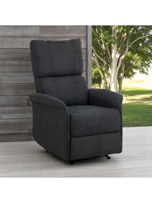 Vista ambientata Poltrona Relax Elettrica con doppio motore in Tessuto colore Grigio Scuro reclinabile con massaggio modello Lagos Totò Piccinni