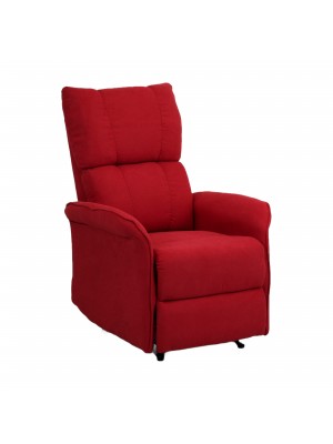 Poltrona Relax in Tessuto colore Rosso reclinabile manualmente con poggiapiedi modello Lagos Totò Piccinni