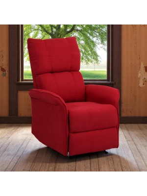 Vista ambientata Poltrona Relax Elettrica con doppio motore in Tessuto colore Rosso reclinabile con massaggio modello Lagos Totò Piccinni