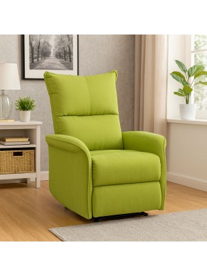 Vista ambientata Poltrona Relax reclinabile manuale con poggiapiedi tessuto verde  modello Lisbona Totò Piccinni