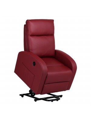 Poltrona relax alzapersona in Ecopelle colore Bordeaux con massaggio modello Eureka Totò Piccinni