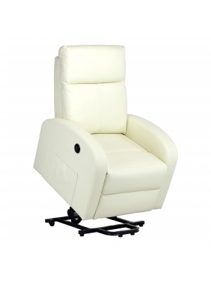 Poltrona relax alzapersona in Ecopelle colore Panna con massaggio modello Eureka Totò Piccinni