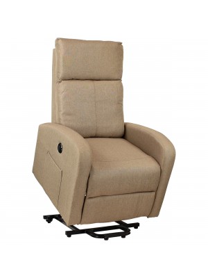Poltrona relax alzapersona in Tessuto colore Beige con massaggio modello Eureka Totò Piccinni