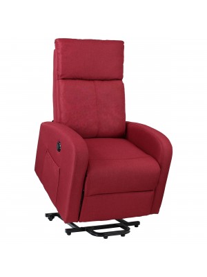 Poltrona relax alzapersona in Tessuto colore Bordeaux con massaggio modello Eureka Totò Piccinni