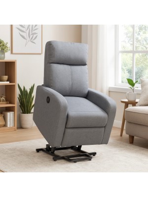 Vista ambientata Poltrona relax alzapersona in Tessuto colore Grigio con massaggio modello Eureka Totò Piccinni