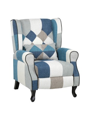 Poltrona Relax Reclinabile Patchwork con Poggiapiedi Imbottita (Patchwork Moon, Comfort)