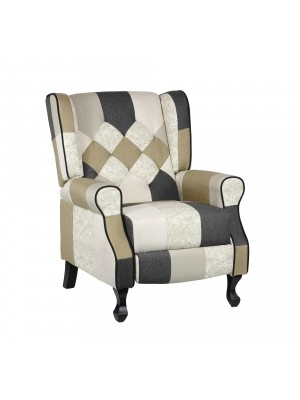 Poltrona Relax Reclinabile Patchwork con Poggiapiedi Imbottita (Patchwork Elegant, Comfort)
