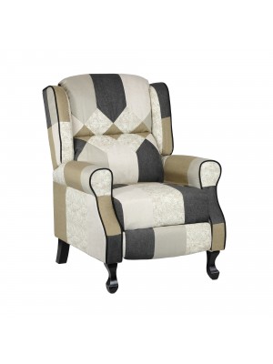 Poltrona relax in Tessuto colore Patchwork Elegant modello Soft comfort con poggiapiedi Totò Piccinni