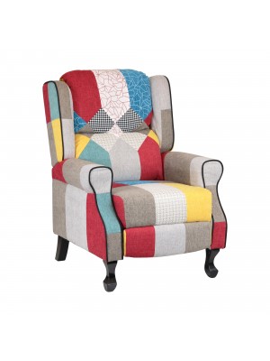 Poltrona relax in Tessuto colore Patchwork Party modello Soft comfort con poggiapiedi Totò Piccinni
