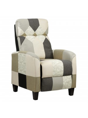 Poltrona STYLE Relax Reclinabile Patchwork con Poggiapiedi Imbottita (Elegant)