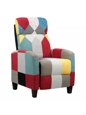 Poltrona STYLE Relax Reclinabile Patchwork con Poggiapiedi Imbottita (Party)