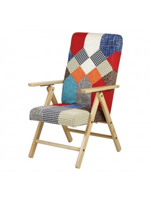 Sedia a sdraio reclinabile in legno abete faggio e resistente cuscino imbottito 100% cotone facilmente ripiegabile Totò Piccinni