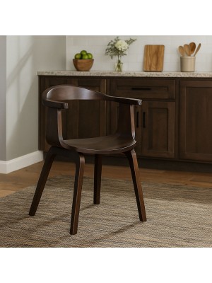 Vista ambientata Poltroncina in legno massello pregiato colore Noce modello Ticino Totò Piccinni