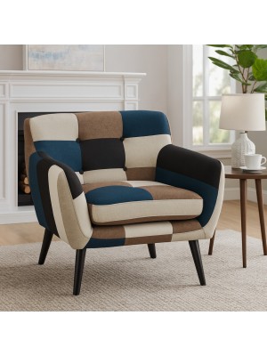 Vista ambientata Poltrona imbottita in Tessuto colore Patchwork Moon Totò Piccinni