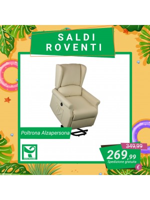 Poltrona BARCELLONA Relax Reclinabile con Poggiapiedi Imbottita Confortevole Bergere (Elettrica Alzapersona, Ecopelle Panna)