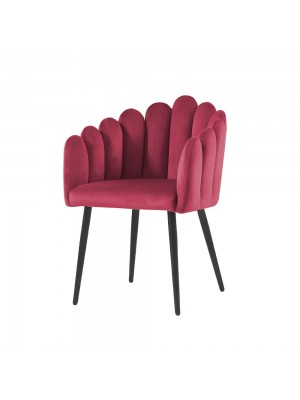 Poltroncina MARGHERITA in velluto imbottita gambe in metallo da salotto (Bordeaux)