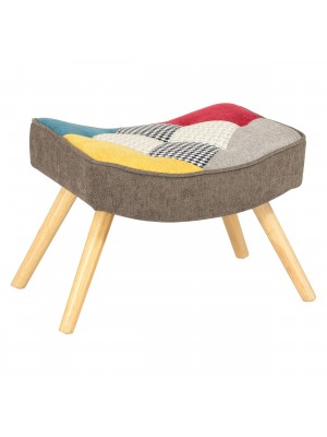 Sgabello colore Patchwork Party con gambe in legno modello Sgabello Patchwork Totò Piccinni