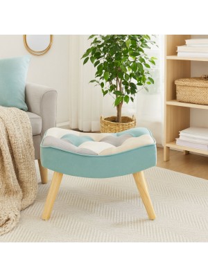 Vista ambientata Sgabello colore Patchwork Sky con gambe in legno modello Sgabello Patchwork Totò Piccinni