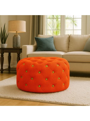 Vista ambientata Pouf Trapuntato 3D Arancione design vintage modello Chester Totò Piccinni