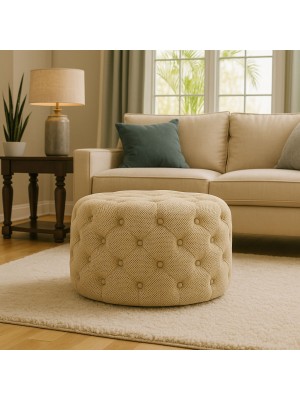Vista ambientata Pouf Trapuntato 3D Beige design vintage modello Chester Totò Piccinni