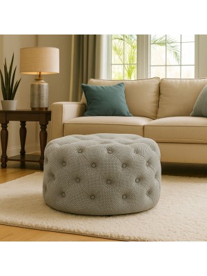 Vista ambientata Pouf Trapuntato 3D Grigio design vintage modello Chester Totò Piccinni