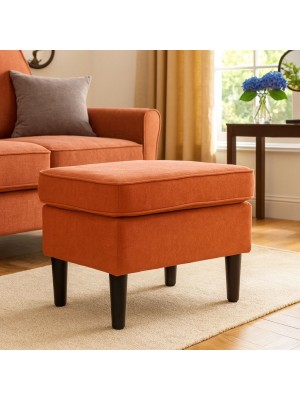 Vista ambientata Pouf da Salotto per poltrona in tessuto colore Arancione modello Lilibet Totò Piccinni